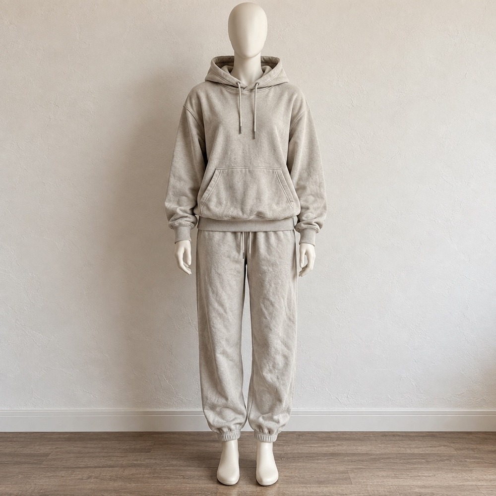 HM Beige Fleece Hoodie and Joggers Sweatsuit Set Small